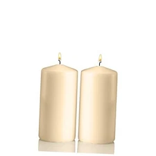  Pillar Candles - Set of 2 Unscented Candles - 6 inch Tall, 3 inch Thick  Ivory