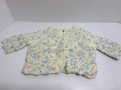 Handmade Pastel Rainbow Knit Sweater for Kids or Dolls Extra Button