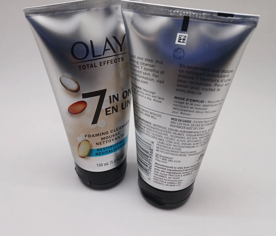 Olay Total Effects 7 в 1 омолаживающее пенящееся очищающее средство 5 унций (2 упаковки) | умывание лица - Изображение 2 из 2