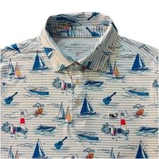 Vineyard Vines Boys On-The-Go Sankaty Performance Polo Nautical Scenery XL 18