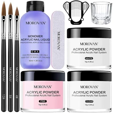 BRANDED Morovan Acryl Nagelset Acrylpulver Und Acryl Flüssigkeit Set Acrylnagel-Kit Acry