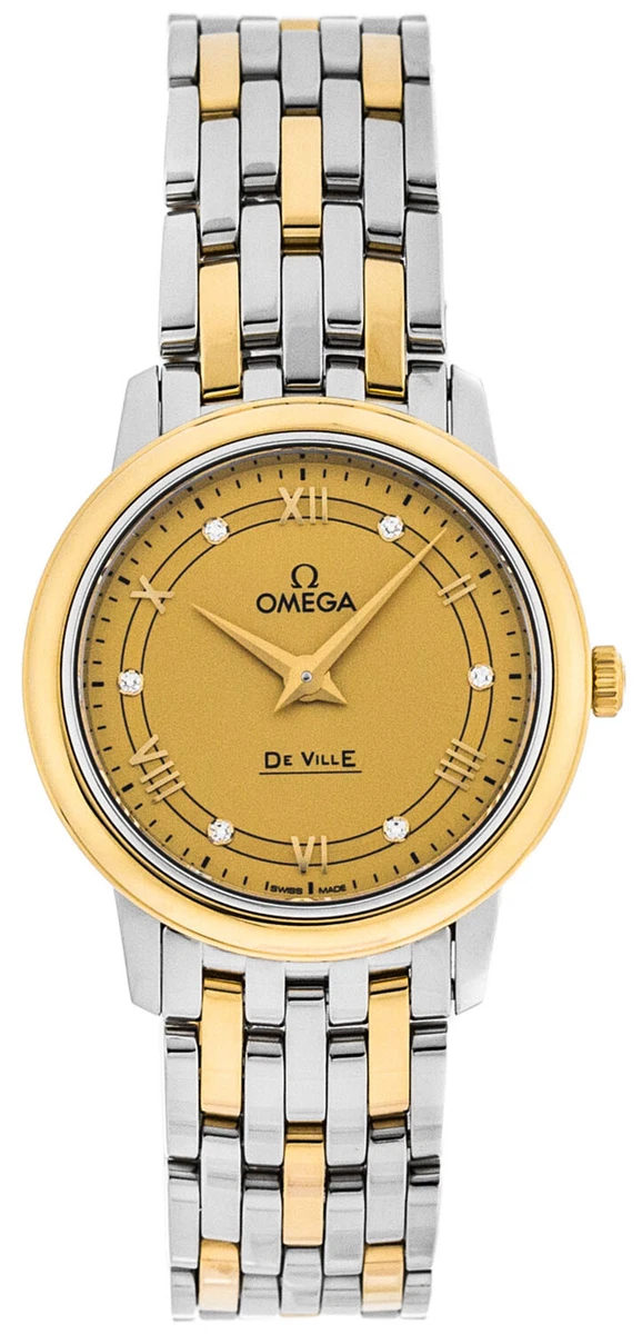 Omega De Ville Prestige Quartz Diamonds Champagne Dial Watch 424.20.27.60.58.003