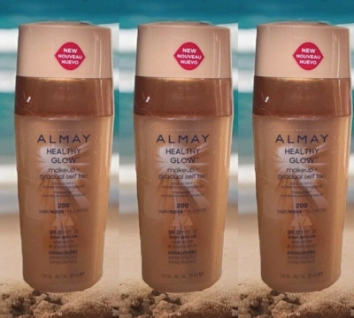 3 Almay HEALTHY GLOW Makeup Gradual Self Tan LIGHT/MED # 200 COMBINE SHIP SAVE $