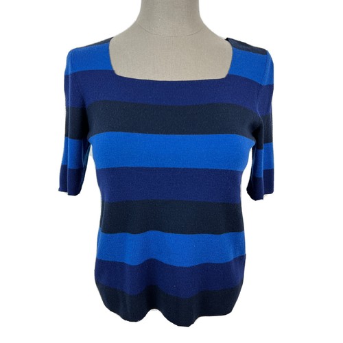 Akris Punto Sweater Top Striped Blue 