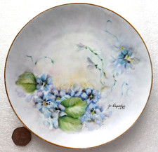 Bavarian Porcelain picture plate with pretty flower design vintage 1970s SIGNED