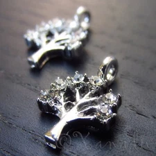 Tree Of Life Wholesale Silver Tone Rhinestone Charms  C3805 - 2, 5 Or 10PCs