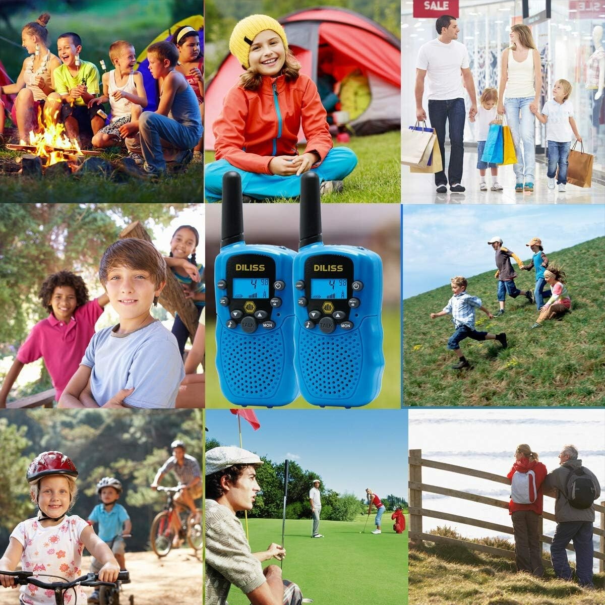 Walkie Talkies DECROSS DC 43/44 Para Niños Y Adultos – Alcance De 4 Km, 16 Canales, Función VOX, Linterna LED, Pack De 2, Modelo Verde Con Batería Recargable