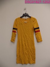 Stains-Heart & Hips Women's Yellow Bodycon Mini Dress 3/4 Stripe Sleeve Small