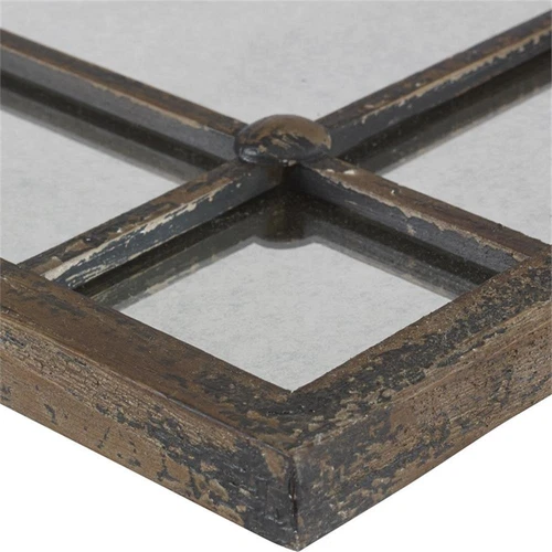 Uttermost Saragano Square Fir Wood Mirrors in Distressed Slate Blue (Set of 2) - Picture 4 of 5