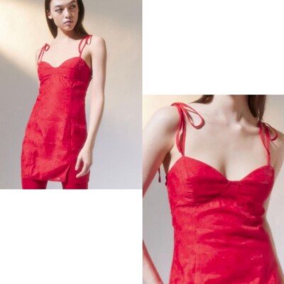 strapless open back dress Red Off Shoulder Ruffle Bodycon Midi Dress main image 1