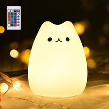 Cat Lamp w/ Remote Control,Kids Night Light for Bedroom - 3-5yrs Old Girls Gifts
