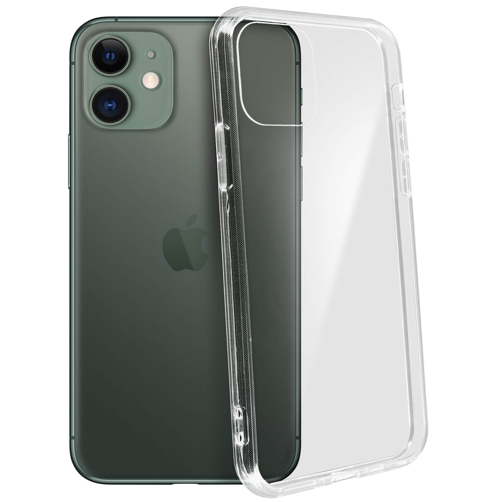 Tough rear clear case + shock absorbing silicone bumper for iPhone 11
