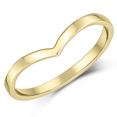 Yellow Gold 18ct Curved Wishbone Ring Wedding Band UK