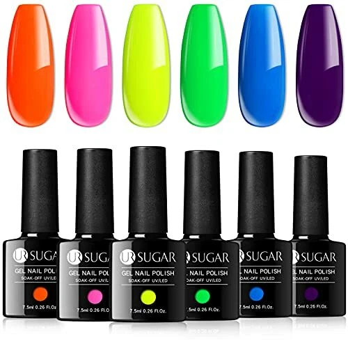 UR SUGAR Neon Gel Nail Polishes Neon Orange Hot Pink Blue Yellow Purple Neon