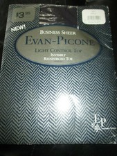 EVAN-PICONE Vintage NAVY Nylon/Lycra PANTYHOSE - Size AMPLE-145-200 lbs-1980's