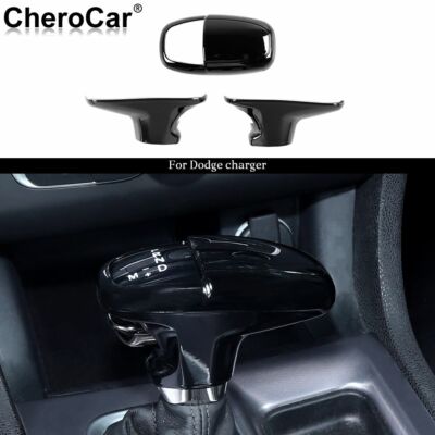 Black Gear Shift Knob Cover Handle Sticker Trim for Dodge Challenger & Charger