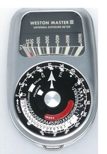 Weston Master III hand held light exposure f/stop meter vintage grey case strap