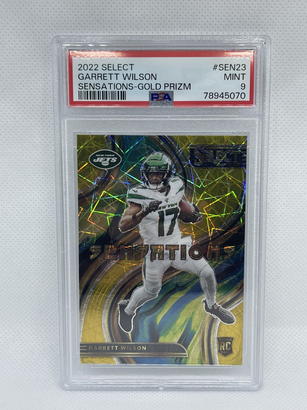 2022 PANINI SELECT GARRETT WILSON SENSATIONS GOLD SSP 10/10 RC PSA 9