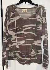 NWOT Junior's U.S VINTAGE L/S Camouflage Pullover Hoodie Brown/Tan/Green SZ XL