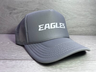 NEW PHILADELPHIA EAGLES SMOKE GRAY HAT 5 PANEL HIGH CROWN TRUCKER SNAPBACK VTG