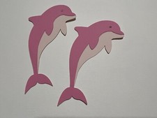 Dolphins Pink Paper Pieces Handmade Set Of 2 Scrapbooking Embellishments