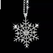Necklace CHRISTMAS Snowflake Silver SNOW Crystals 18 2