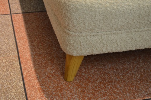 Laze Footstool Large Ottoman Foot Stool in Teddy Oat Fluffy Fabric - Picture 8 of 14