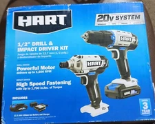 HART 20-Volt Cordless 2-Piece 1/2-inch Drill and Impact Driver Combo Kit NEW