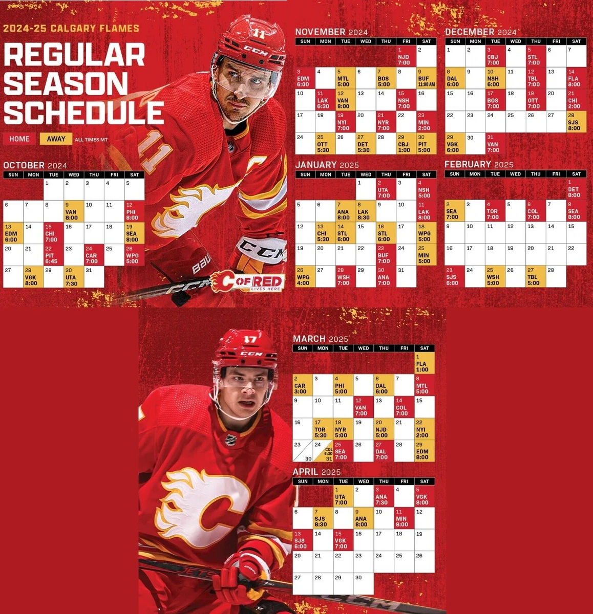 2024 25 NHL Hockey Schedule Approximately 5 X 3.5