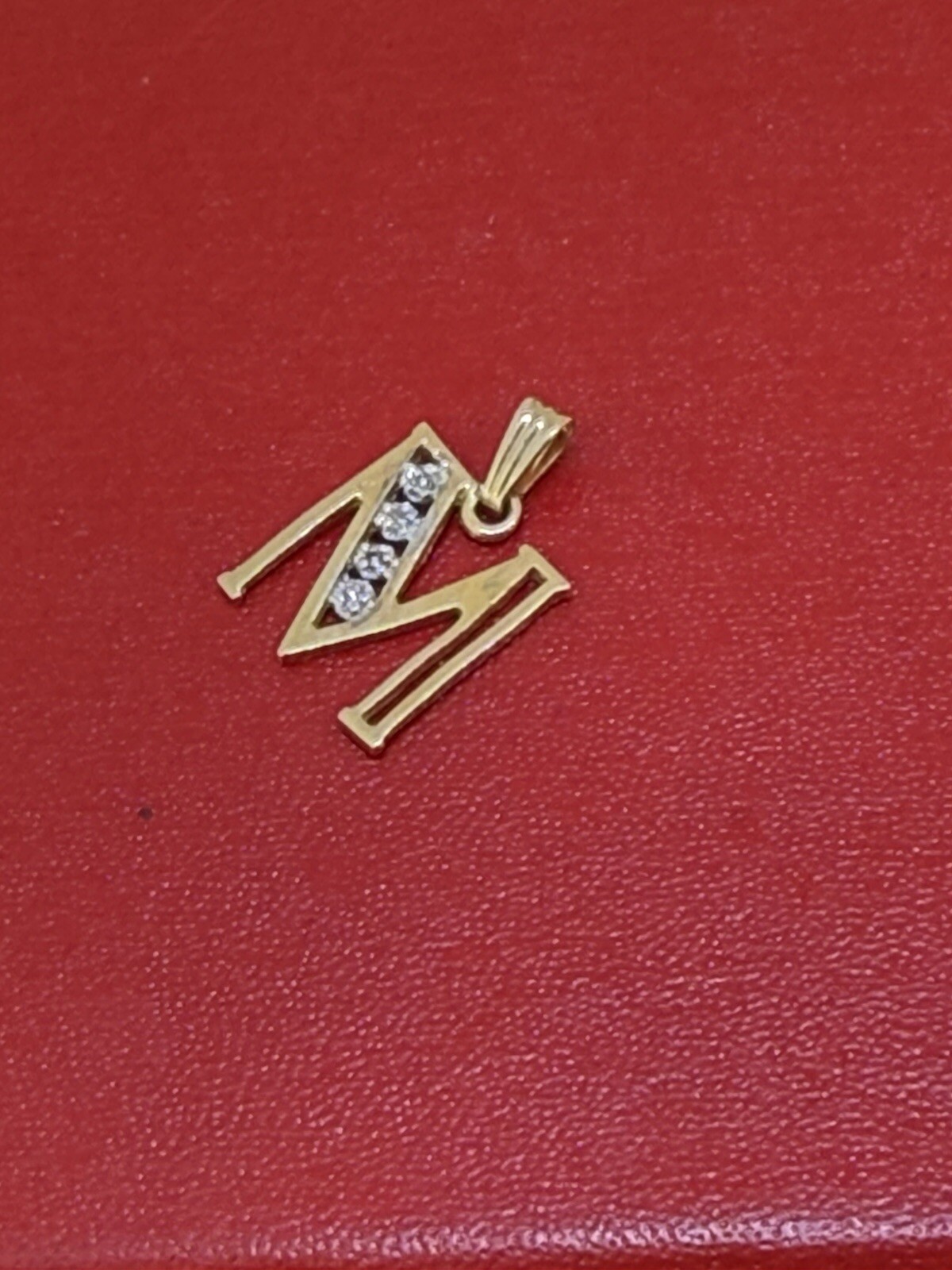 14k Solid Yellow Gold Letter Initial Diamonds Pen… - image 2