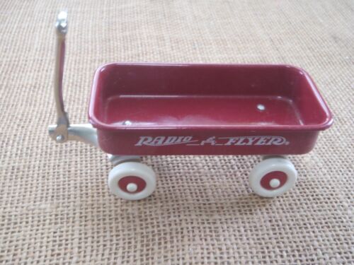 Vintage Look Radio Flyer Mini Miniature Doll House Red Metal Toy Wagon 4" x 2" - Picture 1 of 7