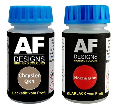 Lackstift für Chrysler QK4 Med.Suede Metallic + Klarlack je 50ml Autolack SET