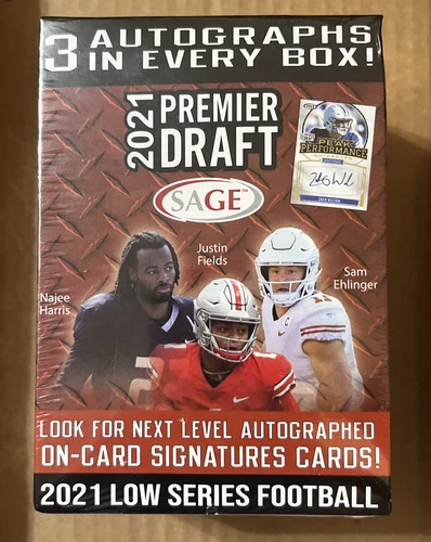 NFL 2021 Sage Hit Football Premier Draft Low Series BLASTER Box 3 AUTOS SEALED