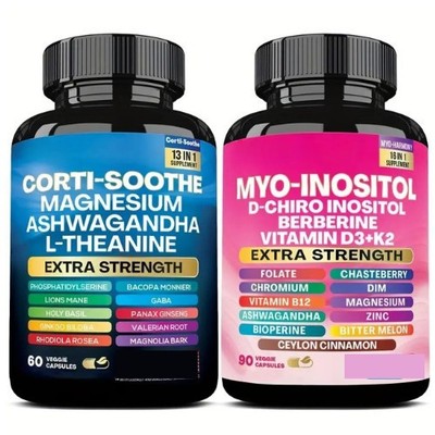 Corti-soothe 13-in-1 Myo-Inositol 16-in-1 Supplement 150 Capsules Wellness