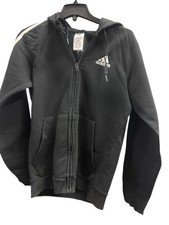 Adidas Originals Trefoil Mens Hoodie Jacket Size S Black 3 Stripes Full Zip