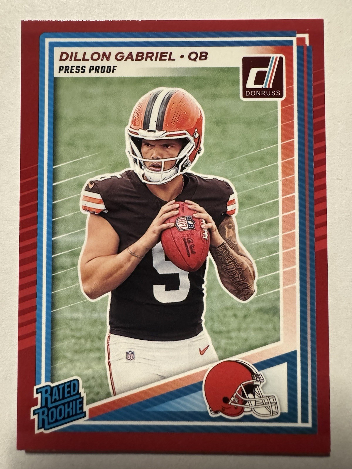 2025 Panini Donruss Dillon Gabriel #316 Rated Rookie Red Press Proof RC Browns