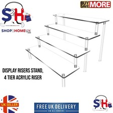 Acrylic Riser Shelf 4-Tier Display Stand Multi-Level Organizer for Collectibles