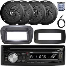 Pyle Single-DIN Boat CD Receiver W/Kit  Adapter Plate, 4x 8'' 320W Max Speakers