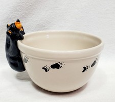 Big Sky Carvers Bearfoots Ceramic Cereal Bowl 3D Black Bear by Jeff Fleming