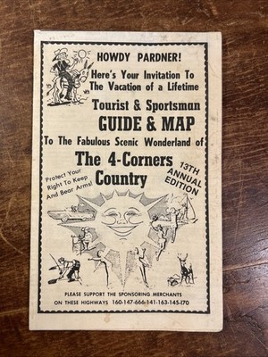 Vintage 1975 The Four 4 Corners Country Guide And Map Western United States USA