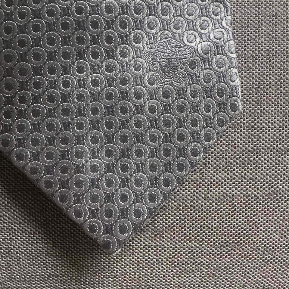 Corbata de seda auténtica para hombre GIANNI VERSACE - Italia - gris/plateada de lujo MEDUSA Foto 2 de 4