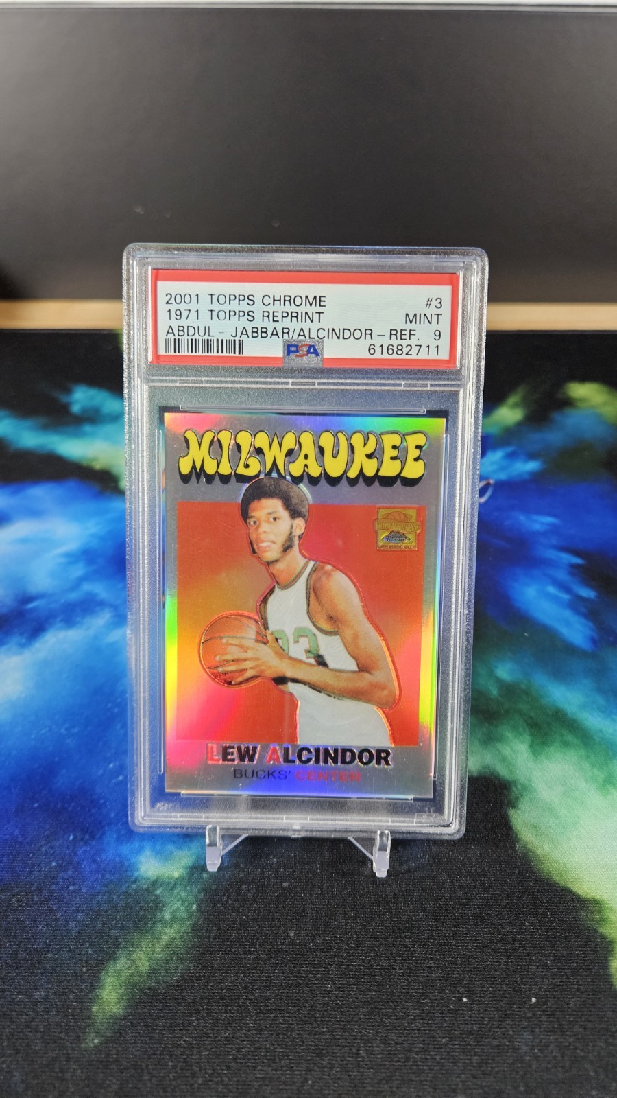 2001-02 Topps Chrome Kareem Abdul-Jabbar/Lew Alcindor Reprint Refractor #3 PSA 9