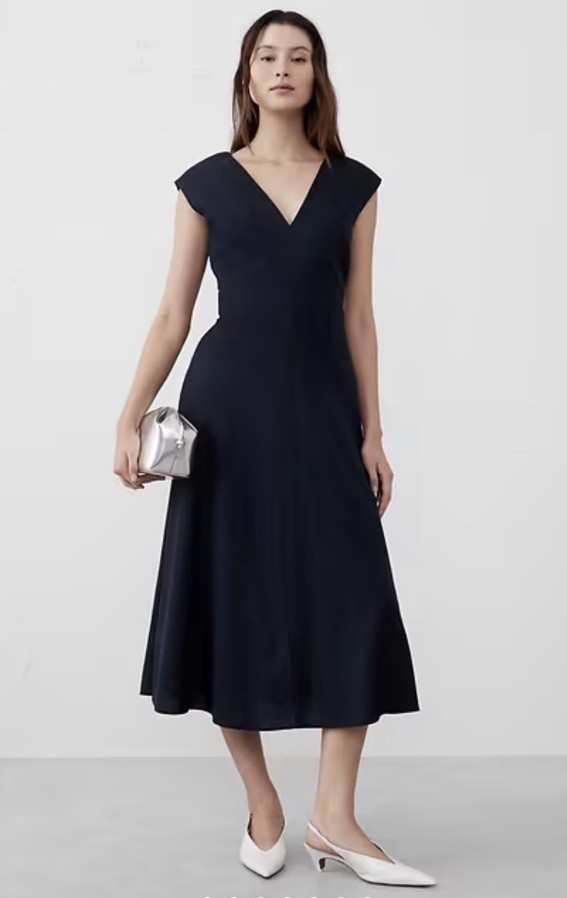 Banana Republic Navy Linen Blend Wrap Midi Dress Size Petite 00 NWT RT$150
