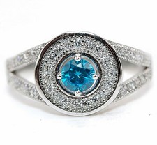 1CT Blue Topaz White Topaz 925 Solid Sterling Silver Ring Sz 8 MB5-7