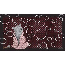 Polka Dot Yorkie Sink Bathing Mat One Size, black and tan