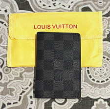 Louis Vuitton Men's Black Check Pattern Leather Card Holder Wallet