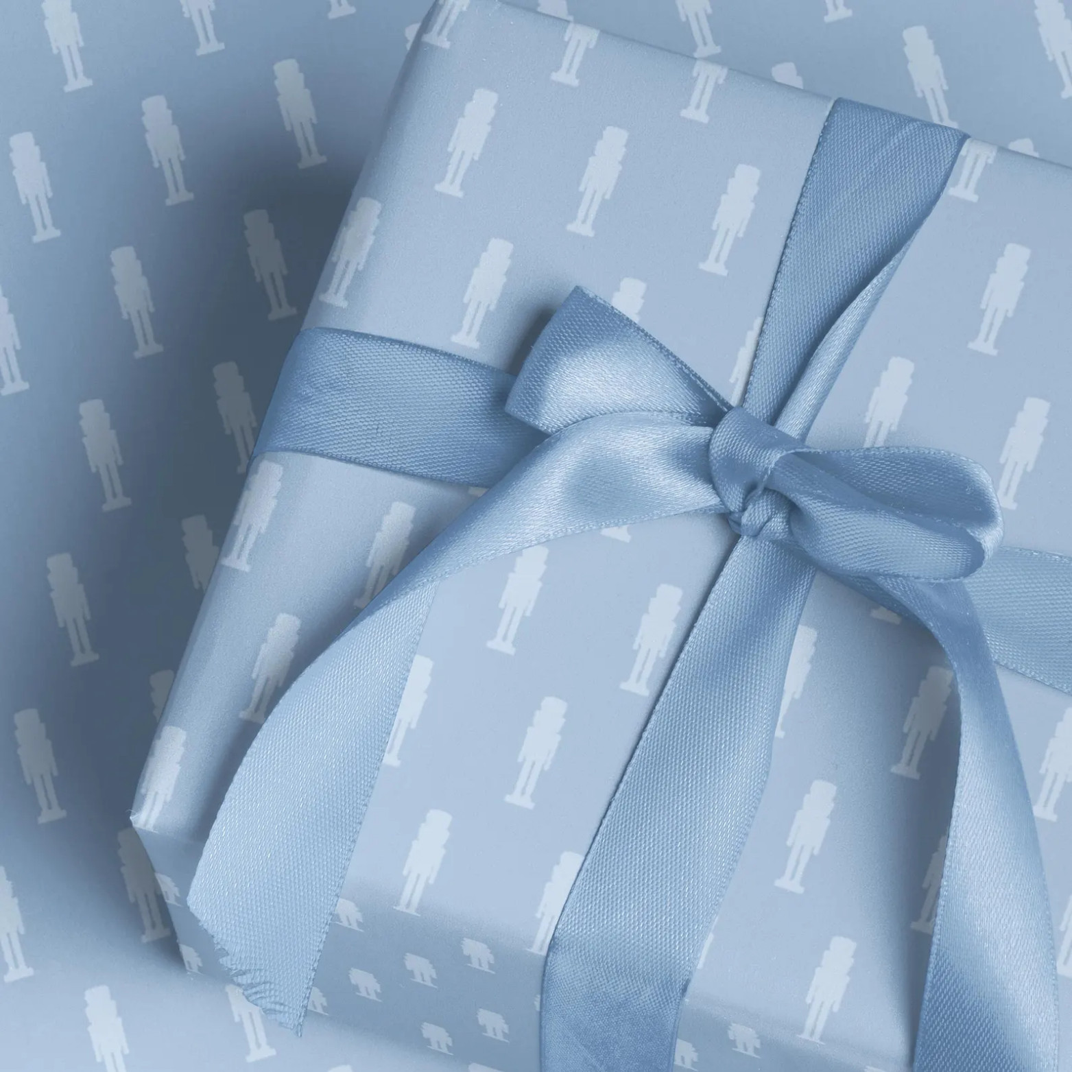 Light Blue Monochrome Nutcracker Christmas Wrapping Paper, L