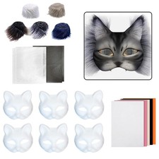 Kit de 6 masques de chat non peints pour le visage des animaux pour le