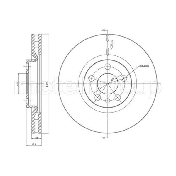 Metelli 2X Bremsscheibe Vorne Ø285 Mm Lackiert FüR Peugeot 807 E 2.0 Hdi 2.2-image