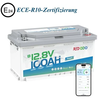 Batteria Redodo 12V LiFePO4 100Ah con Bluetooth protezione bassa temperatura 100A BMS DIN H8